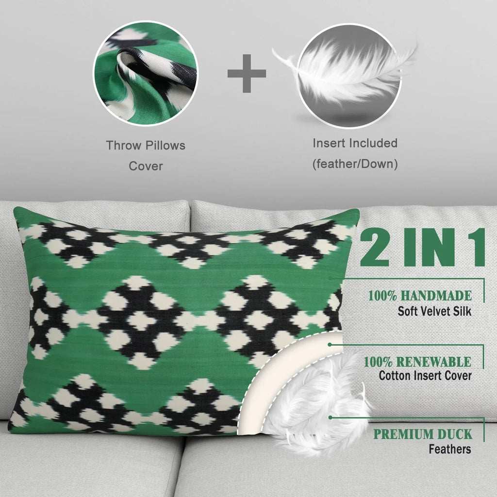 Canvello Handmade Silk Decorative Throw Pillow with Down Filled Insert Canvello