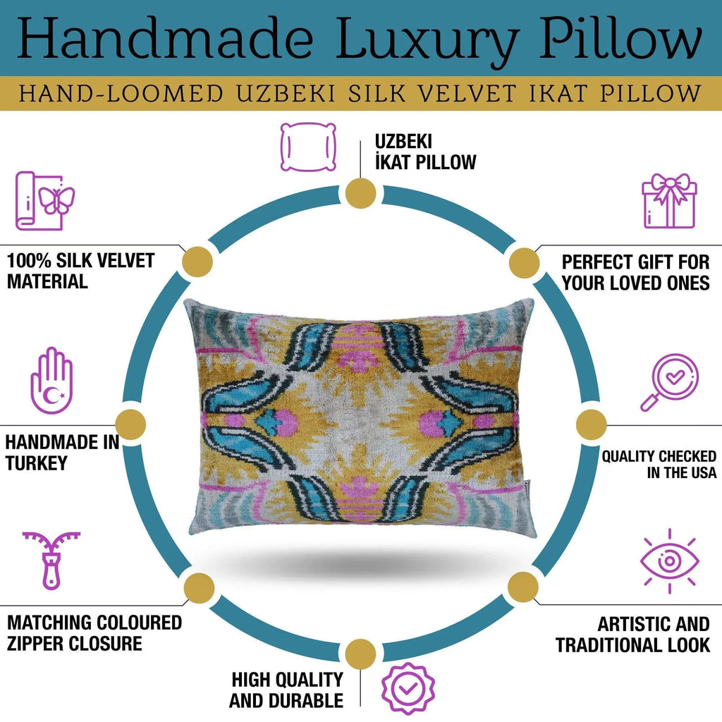 Canvello Handmade Soft Velvet Silk Cushion with Down Insert - 16x24, top view - House Of Avana