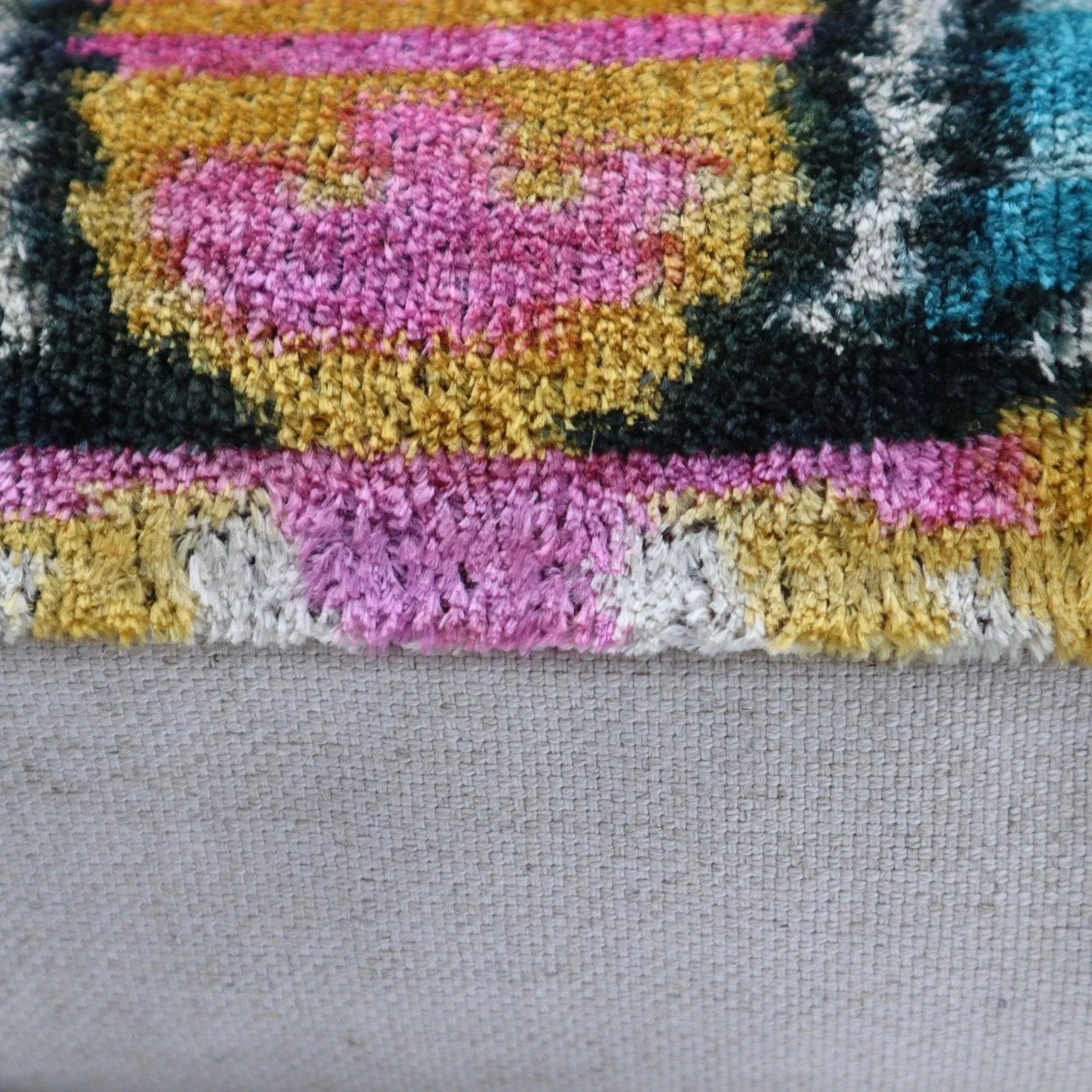 Canvello Handmade Soft Velvet Silk Cushion with Down Insert - 16x24, angled view - House Of Avana