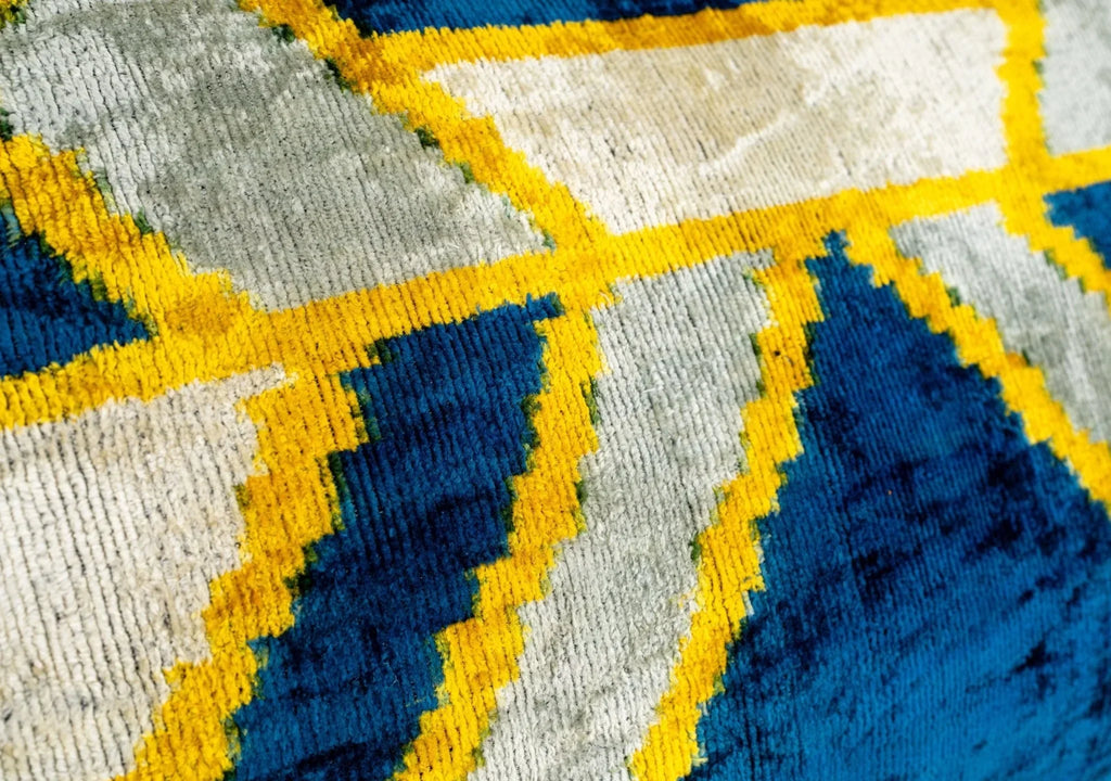 Canvello Handmade Throw Pillow Cover & Feather Insert | Gold Blue Gray | Soft Throw Pillow| Luxury Decorative for Couch | 16 x 24 in Canvello