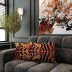 Canvello Handmade Tiger Print Velvet Throw Pillow with Down Insert - 16X24 in Canvello