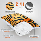 Canvello Handmade Tiger Print Velvet Throw Pillow with Down Insert - 16X24 in Canvello