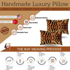 Canvello Handmade Tiger Print Velvet Throw Pillow with Down Insert - 16X24 in Canvello
