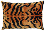 Canvello Handmade Tiger Print Velvet Throw Pillow with Down Insert - 16X24 in Canvello