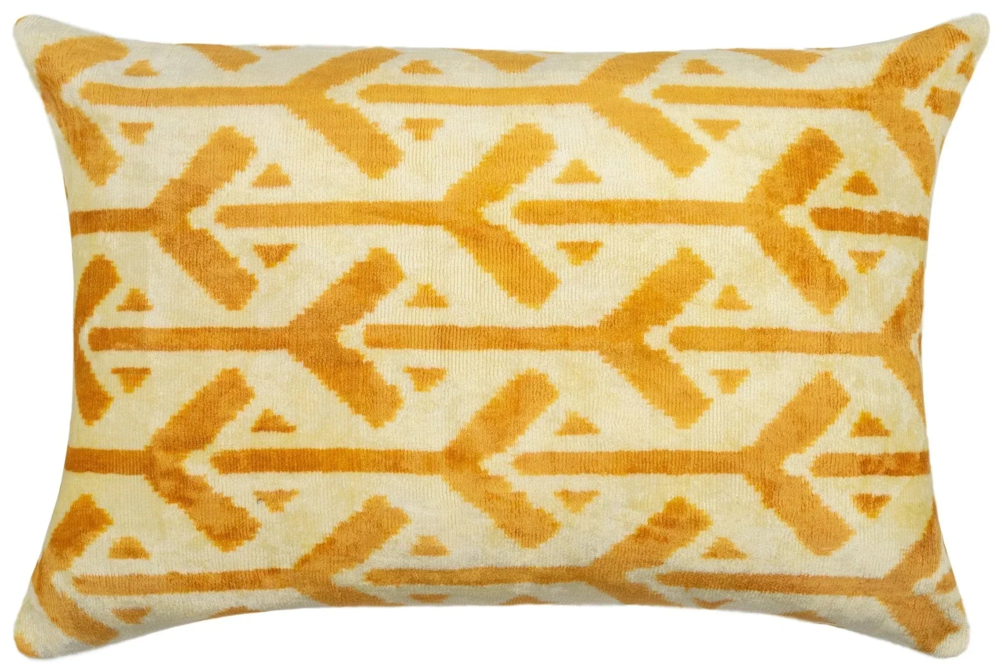 Canvello Handmade Tribal Arrow Velvet Throw Pillow in Yellow and Cream - Perfect for Bohemian and Rustic Decor - 16x24 in Canvello
