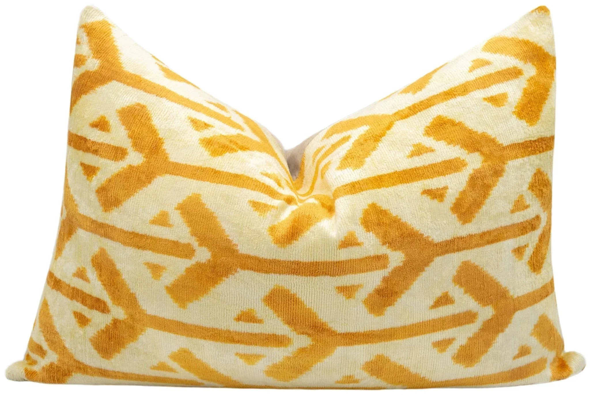 Canvello Handmade Tribal Arrow Velvet Throw Pillow in Yellow and Cream - Perfect for Bohemian and Rustic Decor - 16x24 in Canvello