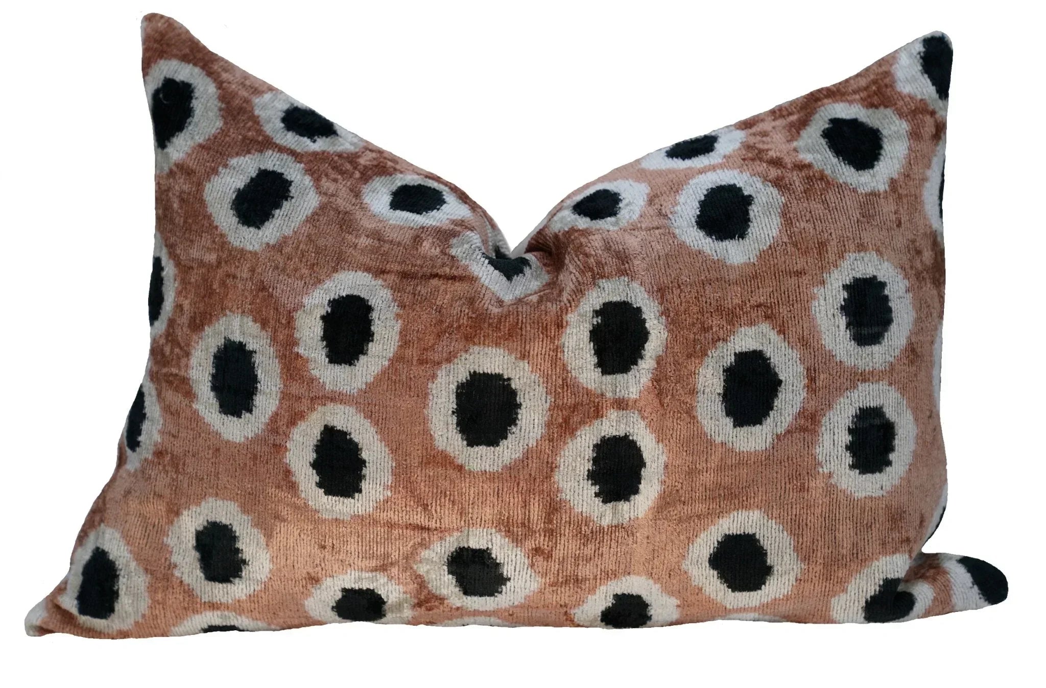 Canvello Handmade Velvet Gold Black Dot lumbar Pillows For Couch | 16 x 24 in Canvello