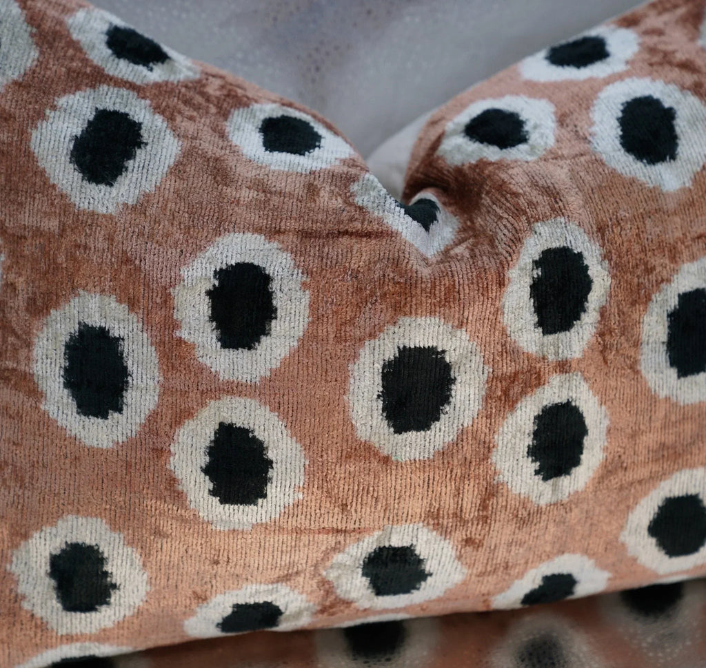 Canvello Handmade Velvet Gold Black Dot lumbar Pillows For Couch | 16 x 24 in Canvello