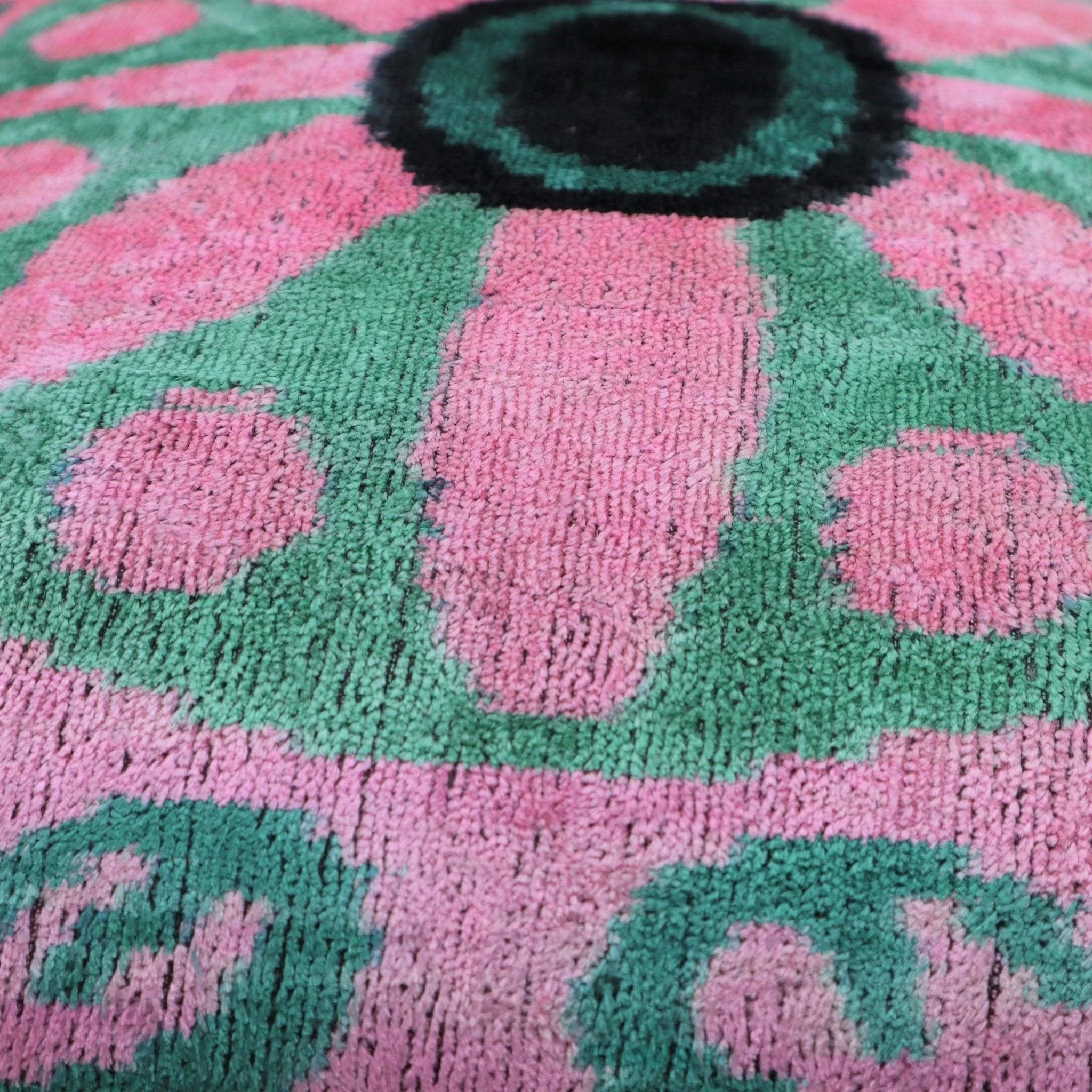 Canvello Handmade Velvet Green And Pink Pillow | 20 x 20 in (50 x 50 cm) Canvello