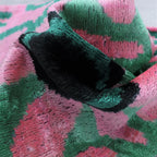 Canvello Handmade Velvet Green And Pink Pillow | 20 x 20 in (50 x 50 cm) Canvello