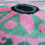 Canvello Handmade Velvet Green And Pink Pillow | 20 x 20 in (50 x 50 cm) Canvello