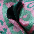 Canvello Handmade Velvet Green And Pink Pillow | 20 x 20 in (50 x 50 cm) Canvello