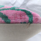 Canvello Handmade Velvet Green And Pink Pillow | 20 x 20 in (50 x 50 cm) Canvello