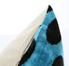Canvello Handmade Velvet Lumbar Pillow in Blue and Black Polka Dot Design - High-Quality 16x24 Inch Decorative Accent with Premium Down Feather Insert Canvello