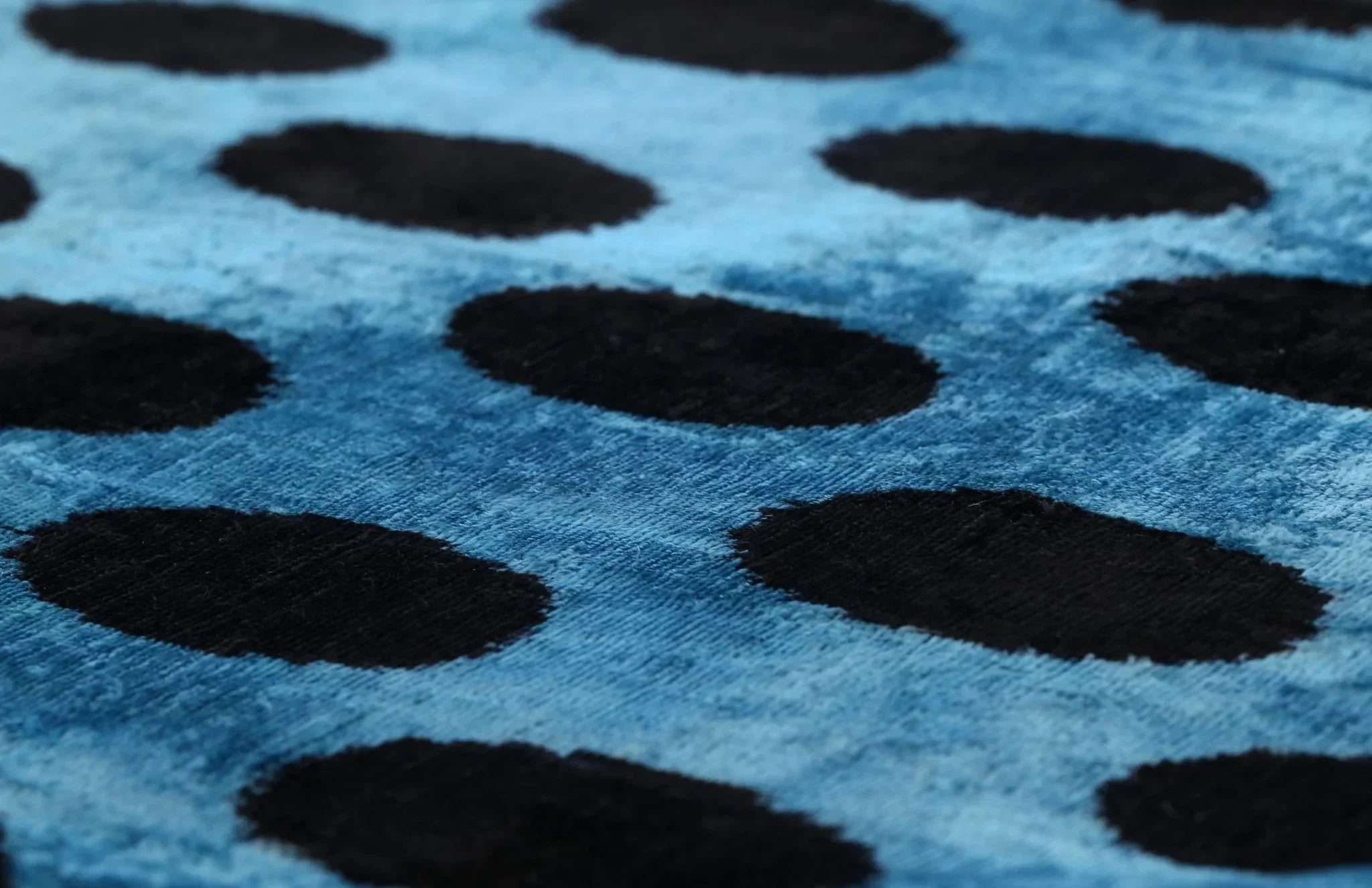 Canvello Handmade Velvet Lumbar Pillow in Blue and Black Polka Dot Design - High-Quality 16x24 Inch Decorative Accent with Premium Down Feather Insert Canvello