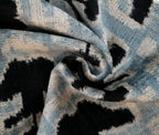 Canvello Handmade Velvet Lumbar Pillow in Gray and Black Ikat Design - High-Quality 16x24 Inch Decorative Accent with Premium Down Feather Insert for Sofas, Couches, and Interior Design Canvello