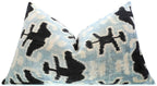 Canvello Handmade Velvet Lumbar Pillow in Gray and Black Ikat Design - High-Quality 16x24 Inch Decorative Accent with Premium Down Feather Insert for Sofas, Couches, and Interior Design Canvello