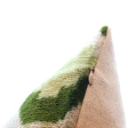 Canvello Handmade Velvet Lumbar Pillow in Green and Cream Ikat Design - High-Quality Decorative Accent with Premium Down Feather Insert Canvello