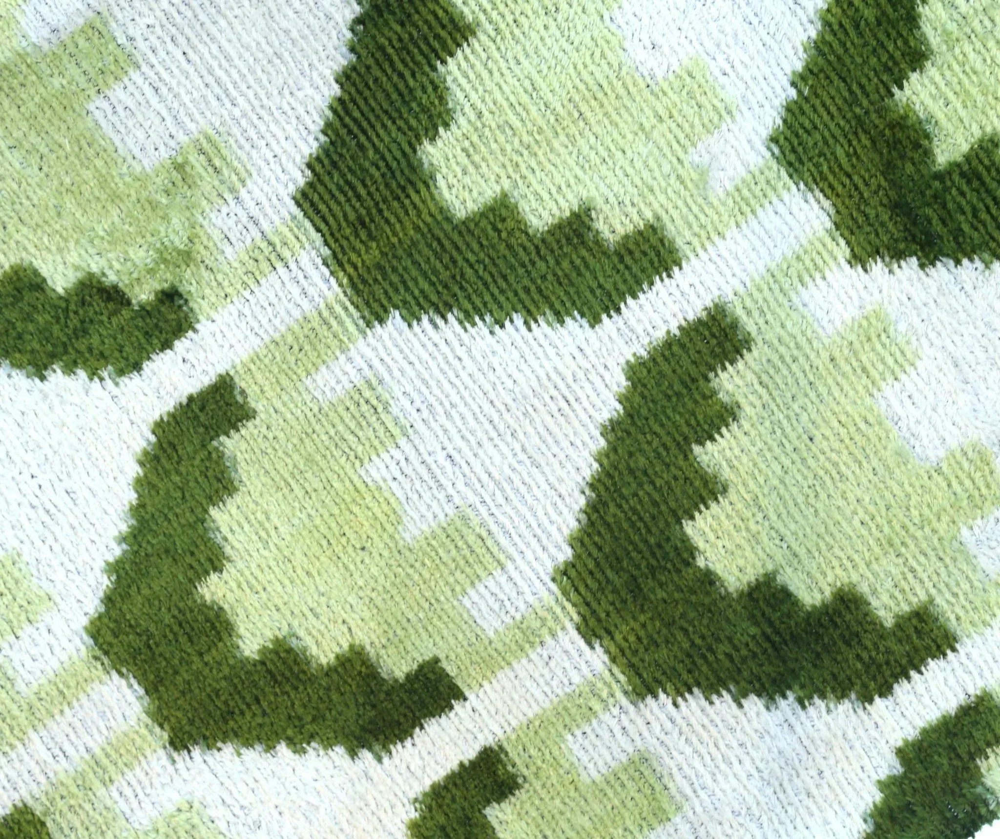Canvello Handmade Velvet Lumbar Pillow in Green and Cream Ikat Design - High-Quality Decorative Accent with Premium Down Feather Insert Canvello
