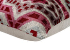 Canvello Handmade Velvet Throw Pillow with Red and Pink Ikat Design - High-Quality 20x20 Inch Decorative Accent with Premium Down Feather Canvello
