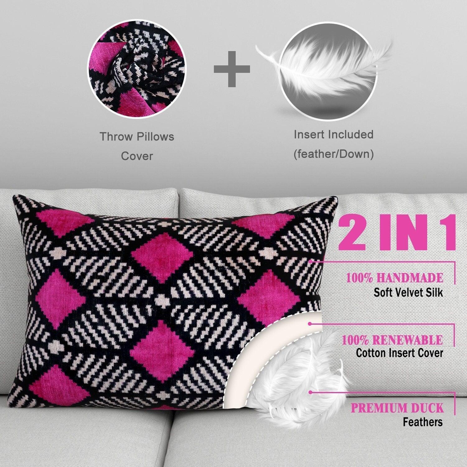 Canvello Hot Pink Throw Pillows For Couch Down Filled - 16x24 in Canvello