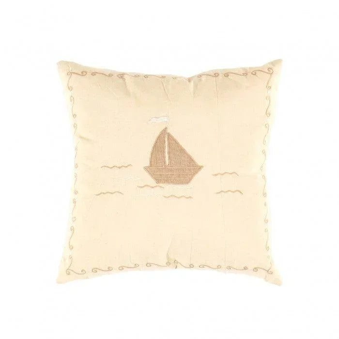 Canvello Indian White Cotton Pillow - 16" X 16", front view - House Of Avana