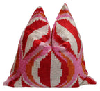 Canvello Invisible Zipper Silk Velvet Pink Red Throw Pillows - 20x20 in Canvello