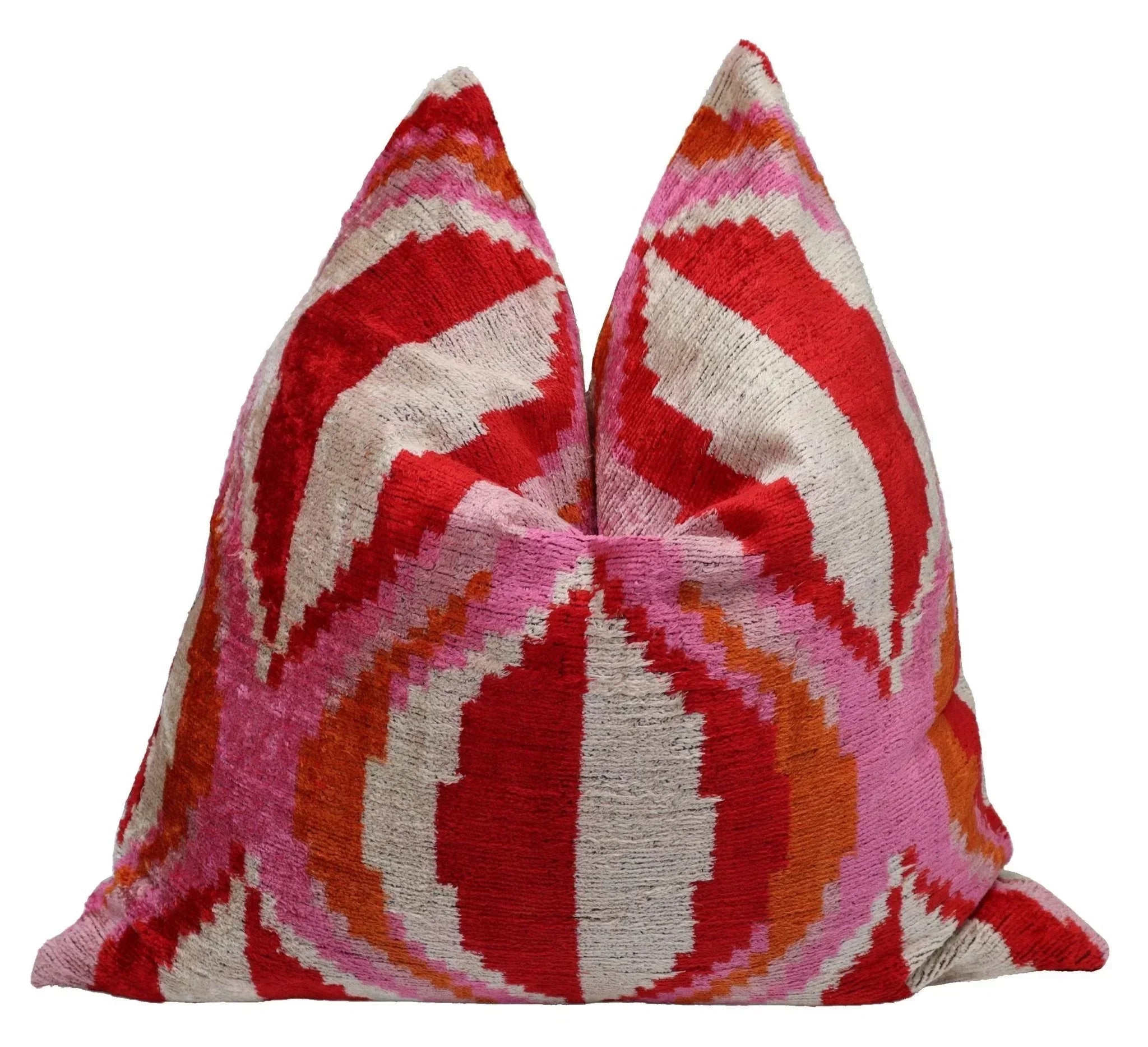 Canvello Invisible Zipper Silk Velvet Pink Red Throw Pillows - 20x20 in Canvello
