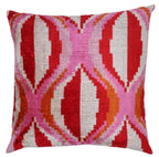 Canvello Invisible Zipper Silk Velvet Pink Red Throw Pillows - 20x20 in Canvello