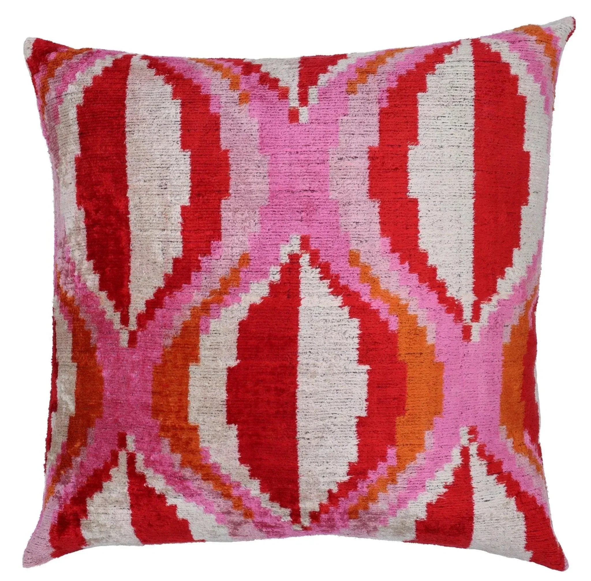 Canvello Invisible Zipper Silk Velvet Pink Red Throw Pillows - 20x20 in Canvello