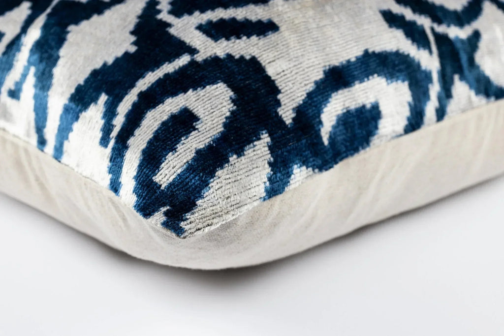 Canvello Luxurious 16x24 Handmade Velvet Silk Pillow with Premium Down Feather Insert - Blue Geometric,... - House Of Avana
