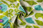 Canvello Luxurious 16x24 Handmade Velvet Silk Pillow with Premium Down Feather Insert - Elegant Green and Blue Patterned Design Canvello