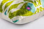 Canvello Luxurious 16x24 Handmade Velvet Silk Pillow with Premium Down Feather Insert - Elegant Green and Blue Patterned Design Canvello