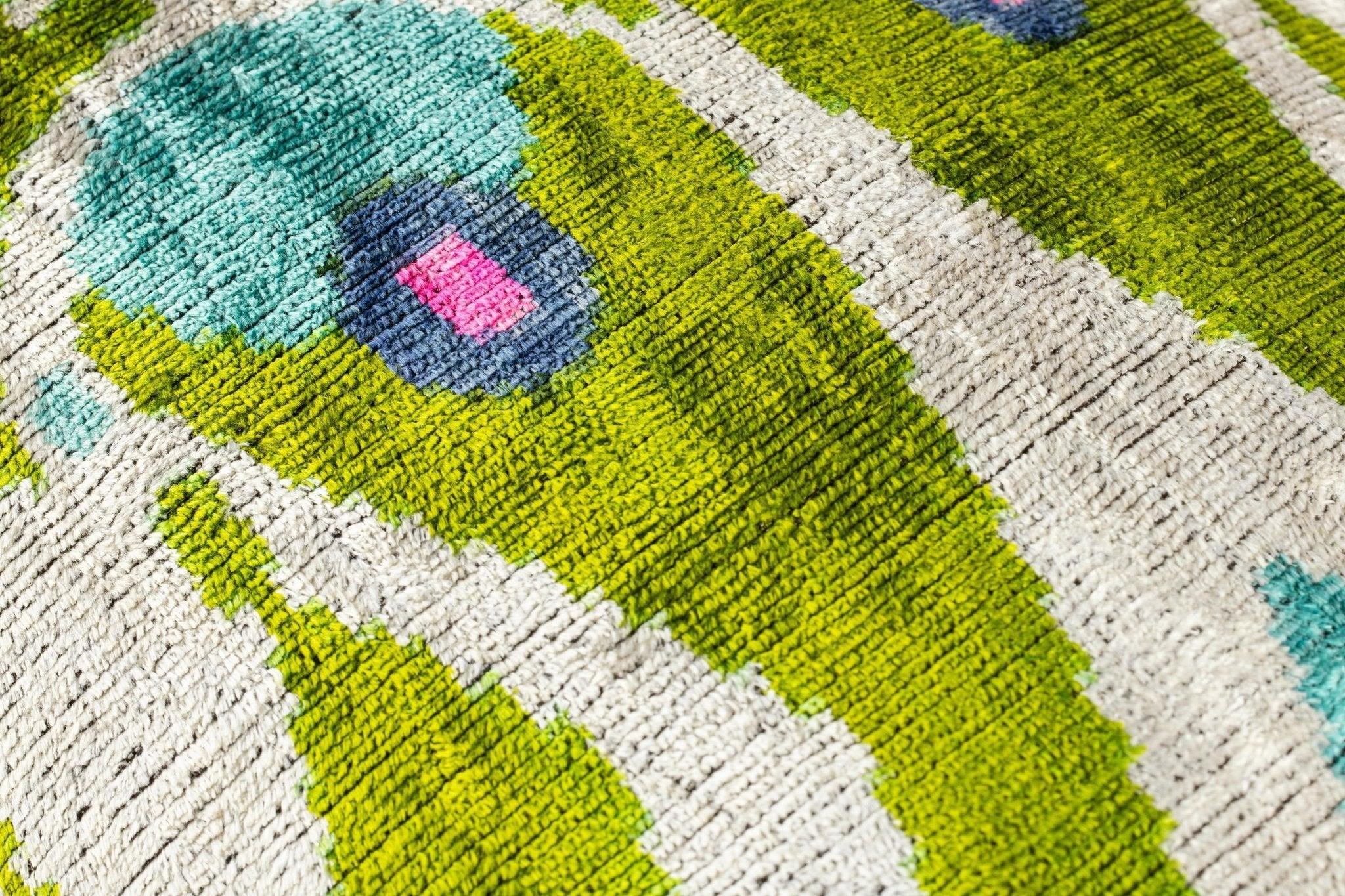 Canvello Luxurious 16x24 Handmade Velvet Silk Pillow with Premium Down Feather Insert - Elegant Green and Blue Patterned Design Canvello