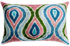 Canvello Luxurious 16x24 Inch Designer Throw Pillow with Down Feather Insert - Artistic Paisley Pattern in Vibrant Colors Pink Blue Green Canvello
