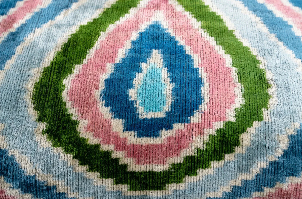 Canvello Luxurious 16x24 Inch Designer Throw Pillow with Down Feather Insert - Artistic Paisley Pattern in Vibrant Colors Pink Blue Green Canvello