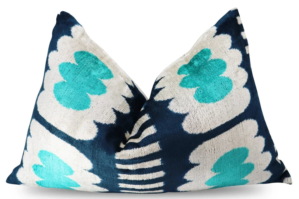 Canvello Luxury Abstract Turquoise Blue Handmade Throw Pillow - 16x24 in Canvello