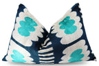 Canvello Luxury Abstract Turquoise Blue Handmade Throw Pillow - 16x24 in Canvello