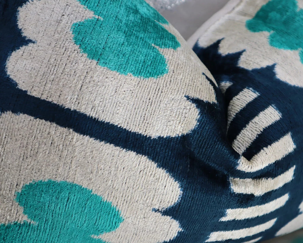 Canvello Luxury Abstract Turquoise Blue Handmade Throw Pillow - 16x24 in Canvello