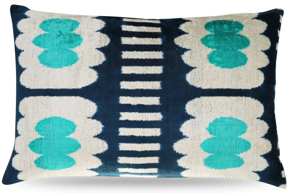 Canvello Luxury Abstract Turquoise Blue Handmade Throw Pillow - 16x24 in Canvello