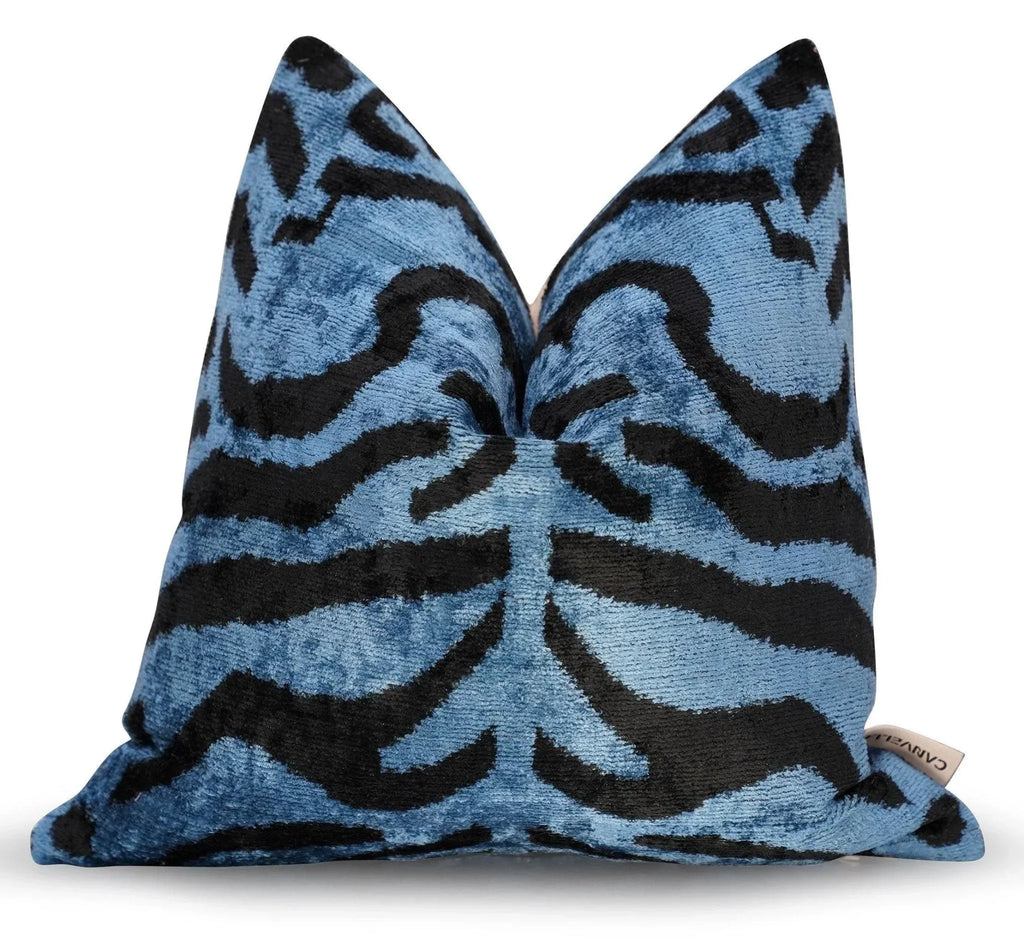 Canvello Luxury Blue Tiger Print Pillow for Couch - 16x16 inch Canvello