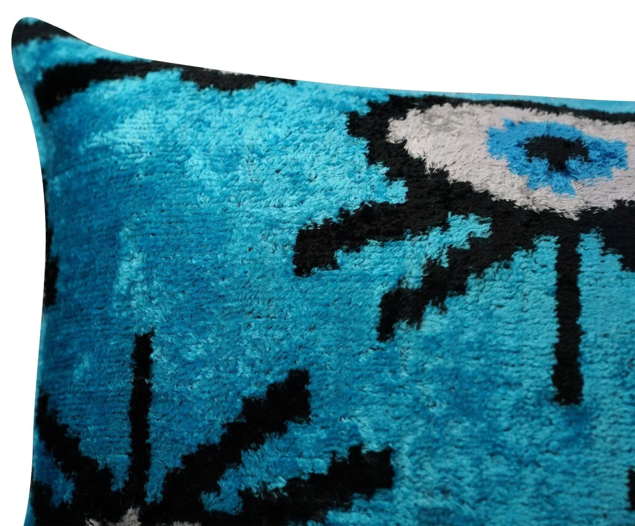 Canvello Luxury Congress Blue Turquoise Evil Eye Pillow for Couch - 16x16 inch Canvello