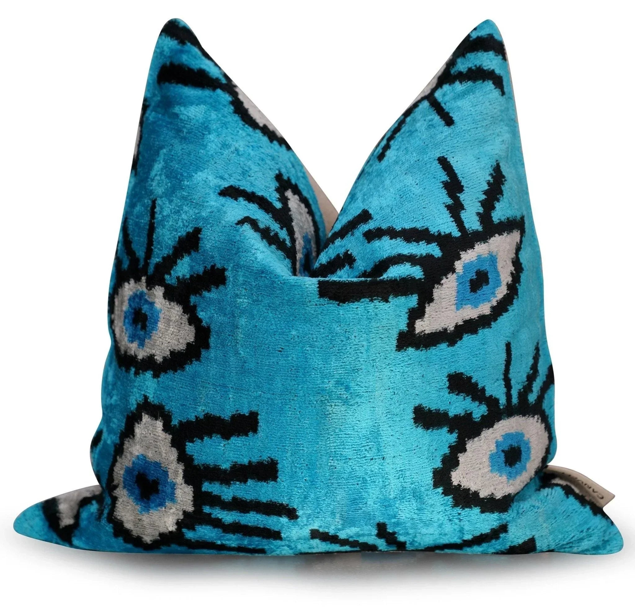 Canvello Luxury Congress Blue Turquoise Evil Eye Pillow for Couch - 16x16 inch Canvello