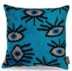 Canvello Luxury Congress Blue Turquoise Evil Eye Pillow for Couch - 16x16 inch Canvello