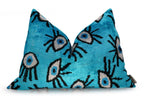 Canvello Luxury Congress Blue Turquoise Olive Evil Eye Pillow for Couch | 16 x 24 in (40 x 60 cm) Canvello