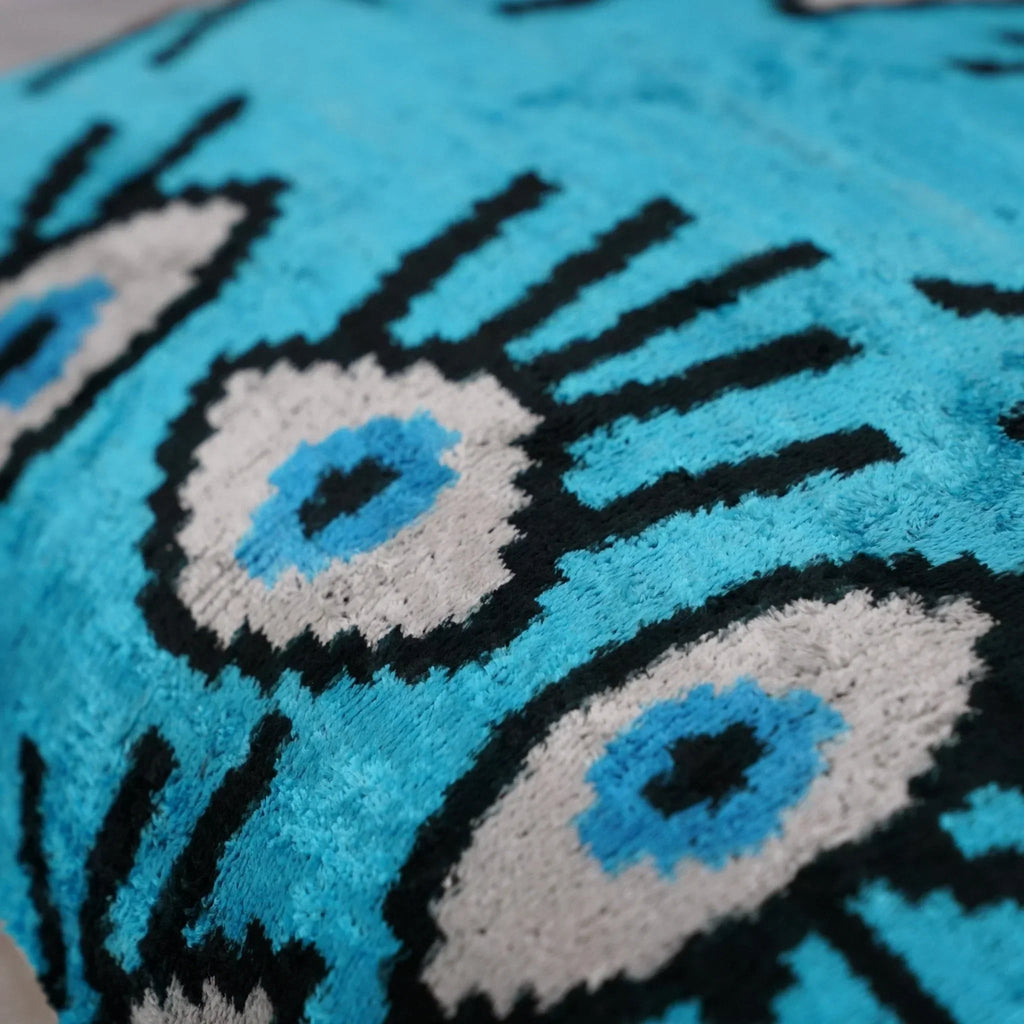 Canvello Luxury Congress Blue Turquoise Olive Evil Eye Pillow for Couch | 16 x 24 in (40 x 60 cm) Canvello