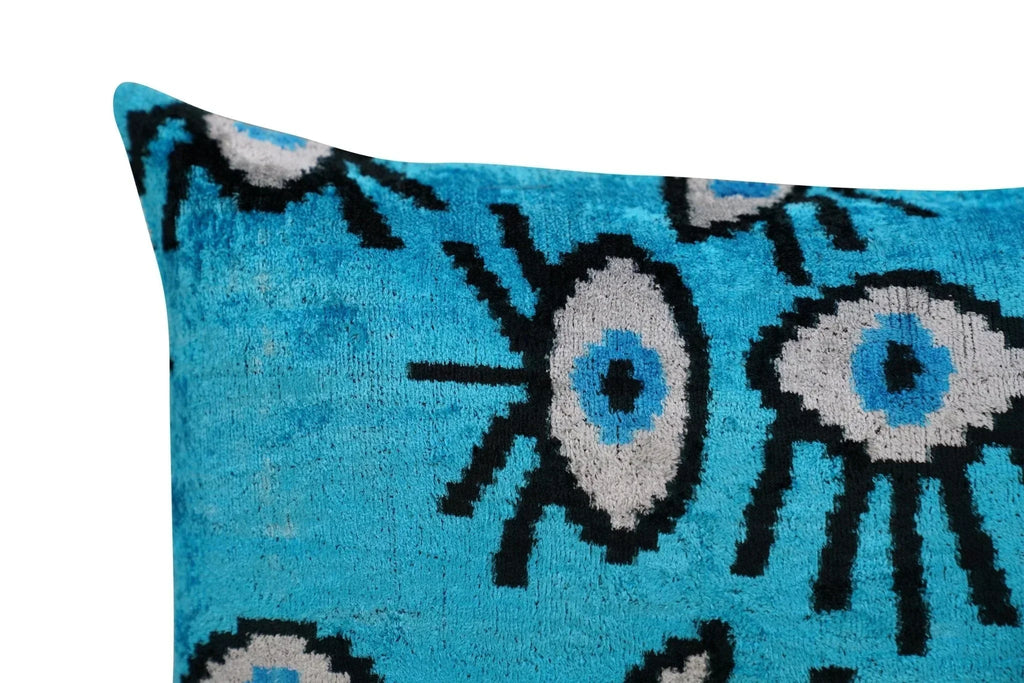 Canvello Luxury Congress Blue Turquoise Olive Evil Eye Pillow for Couch | 16 x 24 in (40 x 60 cm) Canvello