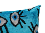 Canvello Luxury Congress Blue Turquoise Olive Evil Eye Pillow for Couch | 16 x 24 in (40 x 60 cm) Canvello