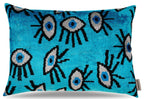 Canvello Luxury Congress Blue Turquoise Olive Evil Eye Pillow for Couch | 16 x 24 in (40 x 60 cm) Canvello