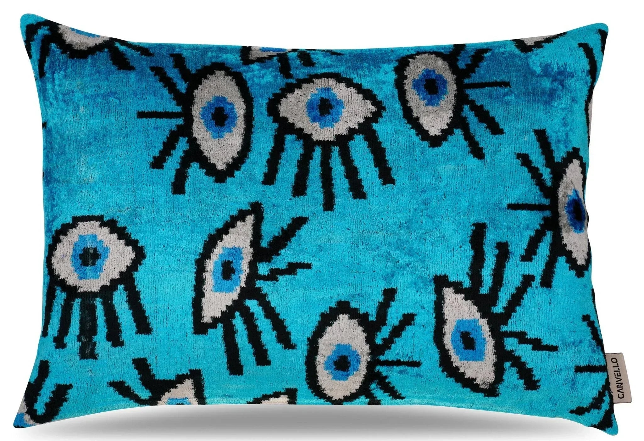Canvello Luxury Congress Blue Turquoise Olive Evil Eye Pillow for Couch | 16 x 24 in (40 x 60 cm) Canvello